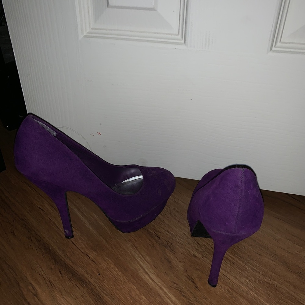 Purple velvet/suede heels